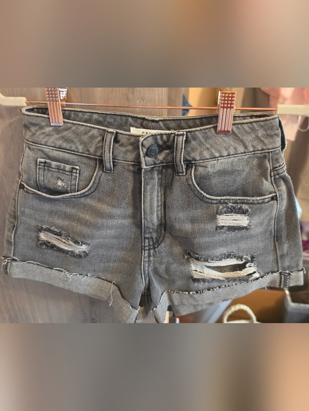 PacSun Women's Gray Distressed Boyfriend Jeans Shorts